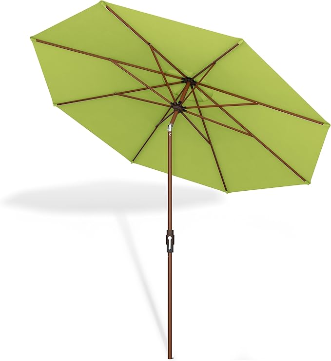 Midtown Umbrellas Sunbrella Umbrella Outdoor Patio Umbrella 2-8 Feet in Sunbrella Macaw Acrylic Fabric - Auto-Tilt Aluminum Frame For Backyard Umbrella, Deck Umbrella & Porch Umbrella - Wooden Pole