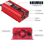1000W/2000W(Peak) Car Power Inverter DC 12V to 110V/120V AC Converter with LCD Display Dual AC Outlets and Dual USB Car Charger for Car Home Laptop Truck Red