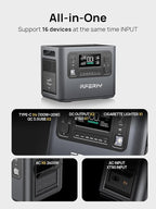 AFERIY P210 2400W Portable Power Station,2048Wh LiFePO4 UPS Battery Generator with 1100W AC Charging & 500W Solar Charging,for Home Backup,Power Outages, Camping【Pure Sine Wave AC Input & Output Only】