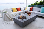Elementi | Bundle Metropolis Gas Fire Pit Cast Concrete 56" Rectangular Fire Table, Outdoor Fire Pit Electronic Ignition | Canvas Cover, Lava Rock Included | Light Gray (Propane Gas)