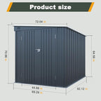 6x8 FT Lean to Shed with Lockable Double Doors, Metal Outdoor Storage Shed with Free PC Light Board for Tools, Outside Storage Shed Waterproof for Backyard, Patio, Garden