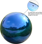 Nerien 10 Inch Gazing Ball, Stainless Steel Garden Mirror Globe, Polished Ornament Sphere, Hollow Floating Reflective Hemisphere, Home Outdoor Pond Housewarming Swimming Pool Decoration Gift, Blue
