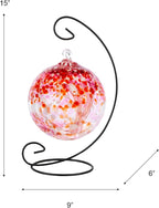 Dale Tiffany AC23212-D6 Rainbow Tree of Life Hand Blown Art Glass Ornament Witch Globe Gazing Ball, Golden Pink, 6" Diameter with Stand