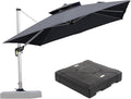 PURPLE LEAF 10 FT Cantilever Patio Umbrellas with Base Included, Large Square Offset Umbrella with 360° Rotation, Outdoor Aluminum Pool Umbrella for Pool Lawn Garden, Grey
