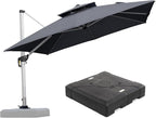 PURPLE LEAF 10 FT Cantilever Patio Umbrellas with Base Included, Large Square Offset Umbrella with 360° Rotation, Outdoor Aluminum Pool Umbrella for Pool Lawn Garden, Grey