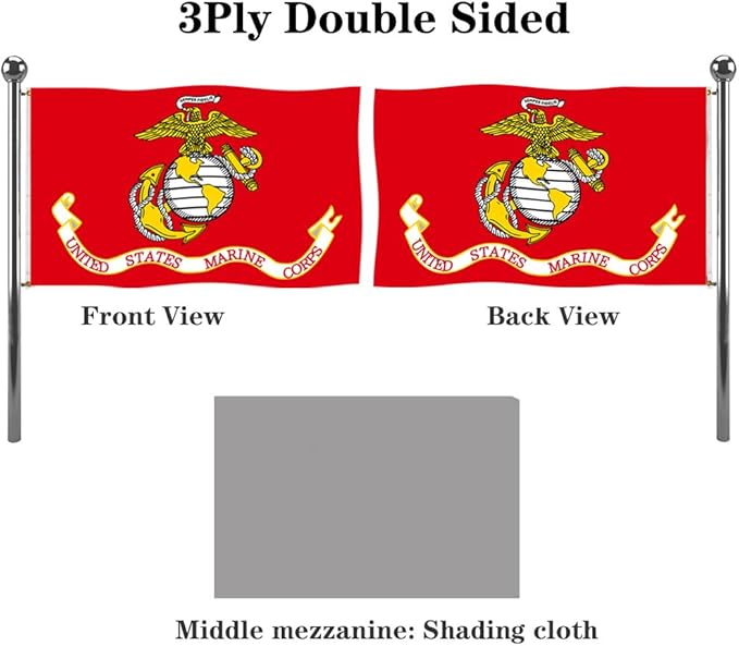 Jayus Double Sided US Marine Corps Military Flags 4x6 FT Outdoor - Vivid Colors 220D Marine Corps Flag Banner with 2 Grommets