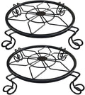 Flower Pot Stand Heavy Duty 2 Pack Planter Holder Indoor Outdoor Home & Garden Decor(Black)