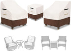 3 Pieces Patio Adirondack Chair Sets Covers,600D Waterproof Heavy Duty Patio Furniture Cover,Includes 2 Outdoor Adirondack Chair Covers and 1 Patio Side Table Cover,Beige&Brown