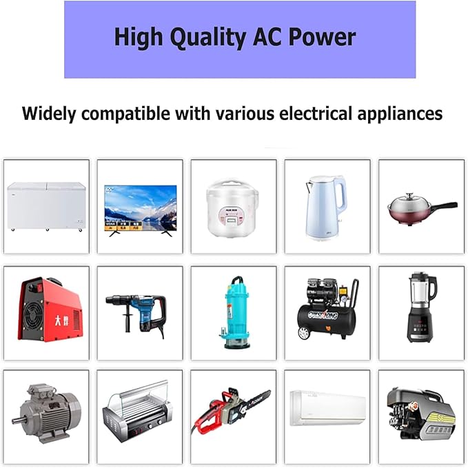 2500W Pure Sine Wave Inverter-12V DC to 110V 120V AC Power Converter with 2 AC Outlets, 12 Volt Power Inverter for Truck, Rv, Camping, Home, Emergency Power