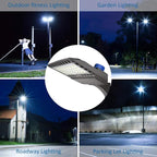 ledmo LED Parking Lot Lighting 150W LED Shoebox Light Adjustable Street Light with Dusk to Dawn Photocell Slip Fitter 5000K Waterproof IP65 Commercial Outdoor Lighting for Yard Barn Garage Shop Patio