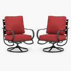 MFSTUDIO Metal Patio Conversation Sets, Outdoor Furniture Sofas Set of 2, 2 Pieces Durable Steel Frame Patio Swivel Chairs with 5.8" Burgundy Red Cushions for Patio Garden Backyard Balcony