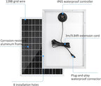25W 18V Solar Panel with Rear-Mounted PWM Charge Controller 23% High Efficiency 12BB N-Type Monocrystalline Solar Cells for Camera Farm Rooftop Door Opener Lawn Street Light Pump Camp IP65 Waterproof