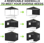 COBIZI Canopy Tent, 10x10 Pop Up Canopy Tent with Sidewalls and Roll-up Ventilated Windows with Mosquito net, Ez Outdoor Commercial Instant Gazebo Tent for Party Waterproof with Carrybag