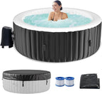 LILYPELLE 2-4 Person Inflatable Hot Tub, Large Portable Hot Tub with 120 Bubble Jets, Outdoor Spa Round Bathtub Set Included Heater Pump, Filter and Insulated Cover, 71" X 71" X 25"