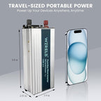 WZRELB 1200W Pure Sine Wave Inverter 12V DC to 110V 120V AC Power Converter with LED Display, Off-Grid Portable Power Inverter with 2 AC Outlets for Home, RV, Truck, Camping