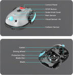 V100 Robotic Lawn Mower, HD Visual Navigation, Smart Obstacle Avoidance & Precision Collision Sensors, Adjustable Cutting Height, Quiet Operation, Ideal for Small Lawns up to 1,600 sq ft