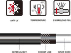 Worth Short Lead-in Black Garden Hose 3/4 in. x 12 ft. -Kink Free, No Leaking, Male/Female Fittings -Heavy Duty Durable Flexible Lightweight Water Pipe -Brass Aluminum Ends for Household & Commercial