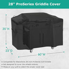 SunPatio Griddle Cover for Blackstone 28" Pro Series, Heavy Duty Waterproof Flat Top Gas Grill Cover 60 Inch, Outdoor All Weather Protection Griddle Cooking Station Grilling Protector, Black
