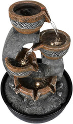 15.7''H Tabletop Water Fountain with LED Lights - Peaceful and Relaxing Water Sound - Small Desktop Waterfall Fountain for Home and Office Decoration