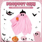 Halloween Porch Goose Outfit Ghost Lawn Goose Clothes with Pumpkin Bag for 23" Disco Plastic/Cement Outdoor Patio Yard Lawn Art Decoration(Pink,Matte)