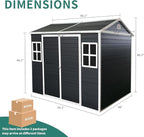 LANTRO JS Storage Shed with Floor Included, 8x4FT Plastic Storage Shed with Floor 2 Windows and Lockable Door Sheds for Garden Tools, Bike