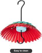 8" Bird Feeder Dome with Ant Moat, Skaithee 8" Bird Feeder Baffle with Ant Guard & Shepherd Hooks, Attract Hummingbirds & Anti Sun/Rain/Snow/Ants (Red 8 inches 20cm)