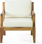 Merax Outdoor Patio Club Chairs,Set of 2,Acacia Wood Frame Conversation Set with Cushion for Porch Backyard,Classic Style