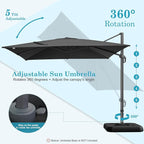 Hotime 10x10ft Large Cantilever Patio Umbrellas - Upgrade and Intensify - with 360 Rotation and 5 Angles Adjustment - Aluminum Offset Pool Umbrella Square Outdoor Umbrella for Patio Garden