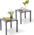 Crestlive Products Aluminum Outdoor Side Table Set of 2, Pool Lounge Chair Side Table, Weather Resistant Small Square Coffee End Table for Patio, Yard, Garden, Porch, Deck, Outdoor