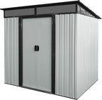 6X5 FT Outdoor Storage Shed, Waterproof Metal Garden Sheds with Lockable Door, Steel Tool Storage Buildings Shed & Outdoor Storage House for Garden, Backyard, Patio, Lawn, Trash Cans(White + Black)