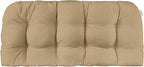 RSH DECOR: Sunbrella Tufted Wicker Loveseat Cushion | 41” x 19" | Water and Fade-Resistant Performance Fabric | Outdoor Settee Cushion for Patio Furniture | Canvas Heather Beige
