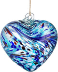 Hand Blown Glass Gazing Balls for Garden Love Heart Hanging Friendship Balls Christmas Ball Ornaments for Xmas Tree Decoration (Blue - A)