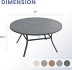 VICLLAX Outdoor Patio Round Dining Table, 50"x 50" Spliced Metal Tabletop for Deck Lawn Garden Backyard, Dark Grey