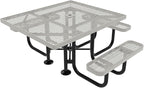 COATEDOUTDOORFURNITURE Heavy-Duty Portable ADA-Compliant Outdoor Picnic Table with Umbrella Hole, Expanded Metal Patio Dining Furniture Made in America (46" Square Top, Textured Grey)