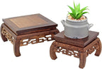 GOLDY&WENDY Chinese Style Wooden Base Rosewood Carved Flower Bonsai Display Stand Art Antique Furniture Decoration