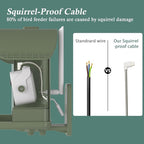 Bird Feeder with Camera, 2-in-1 Bird Bath and Perch, 3K Live View, Squirrel-Proof Cable, 2.4G WiFi, AI Detection, Instant Arrival Alerts, Backyard Birdwatching Gift for Birdlovers