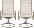 Patio Swivel Chairs Set of 2, Outdoor Swivel Chairs with Armrest, High Back Patio Chair with Metal Frame, All-Weather Outdoor Dining Chair for Deck, Porch and Lawn, Ivory Beige