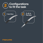 Fiskars XtendControl Extendable Tree Pruner (6 ft), Adjustable Branch Trimmer with 15" X1 Saw with Hand Saw Option, 3-6 ft Extension Pole, and Secure Locking System for Precision Cutting