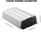 1000W Power Inverter, Dual AC Outlets, DC 12V to 110V AC Car Converter with USB Charging Port for Smartphone, Laptop, Tablet.