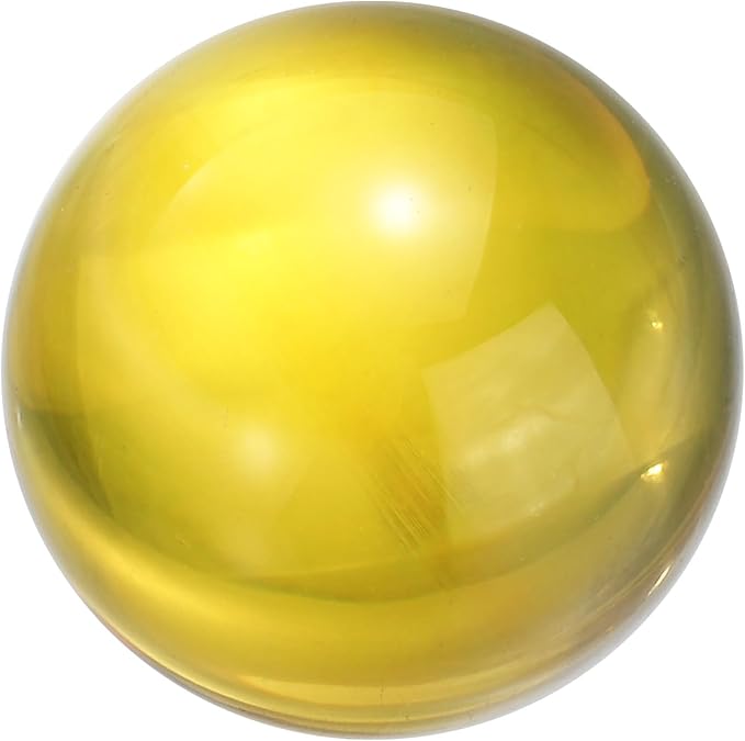 uxcell 40mm/1.6" Crystal Sphere Ball Glass Solid Decorative Sphere Crystal Ball Prop Ornament for Feng Shui Divination Fortune Telling Tabletop Fountain Decoration, Gold Yellow