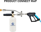 Hourleey Foam Cannon Dual-Connector Accessory, Pressure Washer Double Tip Attachment for Soap Cannon with 5 Power Washer Sprayer Nozzles, 1/4" Quick Connect, 4000 PSI