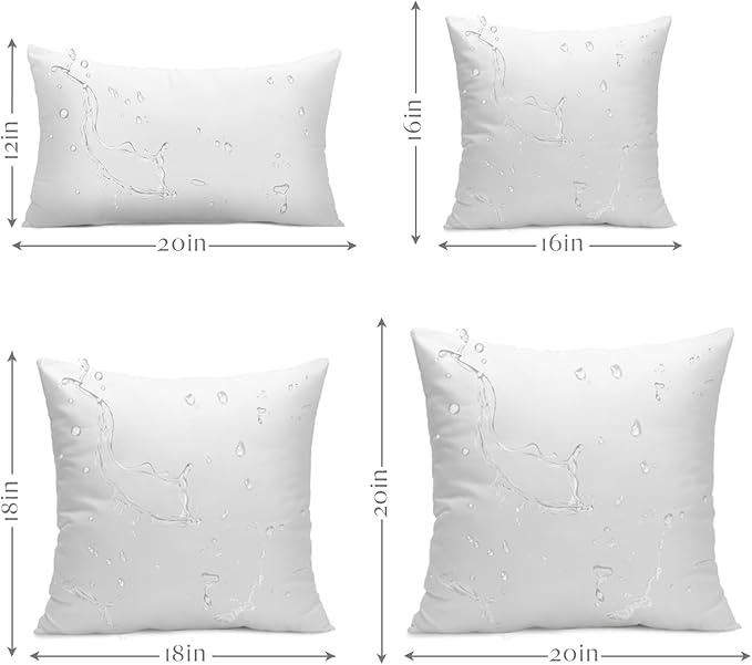 Ashler Outdoor Pillow Inserts, 12x20 Waterproof Throw Pillows Pack of 2, Outdoor Pillows Water-Resistant Decorative Premium Lumbar Pillow Stuffer Sham for Porch Patio Living Room Bedroom Furniture