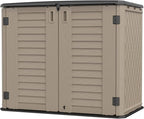 KINYING Outdoor Storage Shed - Horizontal Storage Cabinet Waterproof for Garden, Patio, Backyard, Storage Box for Easy Storage of Garbage Cans, Tools, Lawn Mower, 35 Cubic Feet,Dark Brown