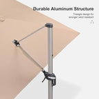 PURPLE LEAF 10' X 13' Patio Umbrella, Rectangle Outdoor Cantilever Umbrella, Aluminum Offset Umbrella with Champagne Frame and 360° Rotation for Pool Deck Garden, Taupe