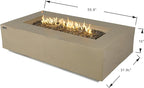 Elementi+ | Colorado Gas Fire Pit Cast Concrete 56" Rectangular Fire Table, Outdoor Fire Pit Electronic Ignition | Canvas Cover, Fire Glass and Burner Lid Included | Sunlight Yellow | Propane Gas