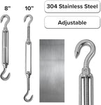 Sun Shade Sail Hardware Kit - 8 Inch Stainless Steel Sunshades Canopy Installation Kit Install Outdoor Rectangle Heavy Duty Shade Sails for Deck Garden Lawn Patio