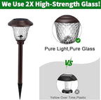 BEAU JARDIN 8 Pack Solar Pathway Lights Outdoor Solar Powered Lights Waterproof Glass for Garden Landscape Path Yard Walkway Patio Driveway Outside Cool White Color Changing Fixed Color Bronze
