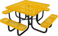 COATEDOUTDOORFURNITURE Heavy-Duty Portable Outdoor Picnic Table with Umbrella Hole, Punched Steel Commercial-Grade Patio Dining Furniture Made in America (46" Square Top, Textured Yellow)