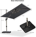 PURPLE LEAF Patio Umbrella with Base Included, 8ft Outdoor Aluminum Cantilever Umbrella with 360° Rotation, Champagne Offset Umbrella for Outdoor Garden Pool, Light Grey