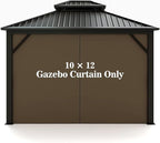 Gazebo Universal Replacement Privacy Curtain – Hugline 10' x 12' Gazebo Side Wall Outdoor Privacy Panel with Zipper (Brown)